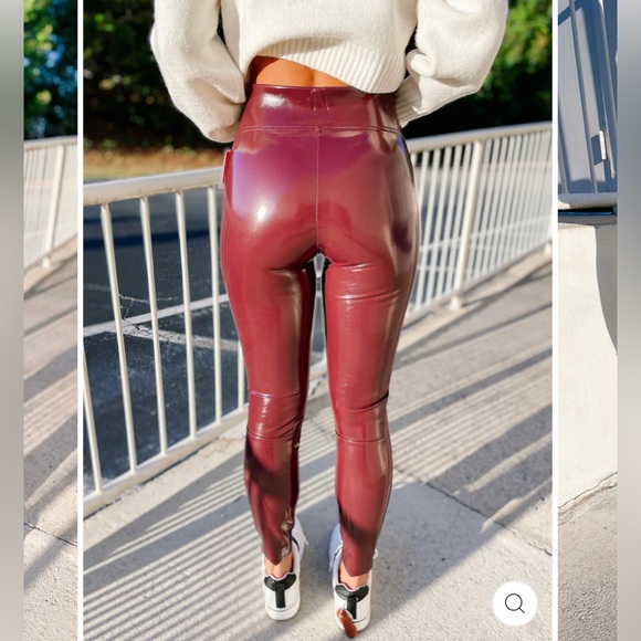 Spanx Faux Ruby Patent Leather Leggings Small Petite, Deep Red Patent leggings - Picture 3 of 5